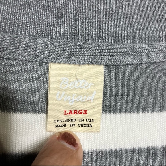 Better unsaid gray & white striped collared sweater women’s size large business - Picture 3 of 7